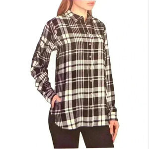 NWT Jachs girlfriend, black and white flannel shirt size M
